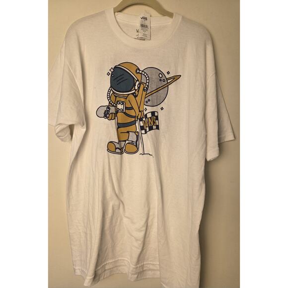 New Vans Off The Wall Spaced Cadet Astronaut Shirt White Mens L Skateboard - Picture 1 of 7